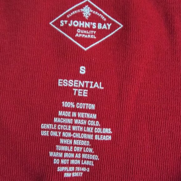 St. John's Bay Bright Cherry Red 3/4 Sleeve Essential Tee 100% Cotton - Picture 5 of 6